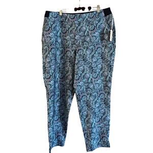 NWT Tommy Bahama Women’s Blue Tropical Pants Size XL Active Straight Pockets